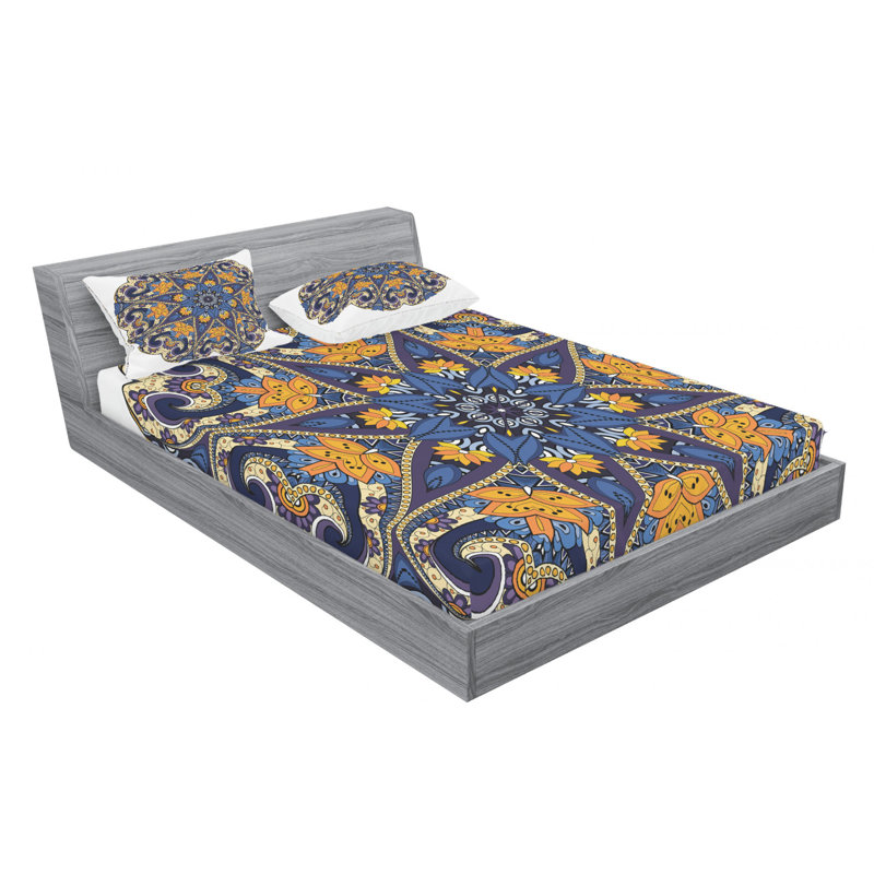 Microfiber Floral Sheet Set, Queen Sheet Set with Fitted Sheet