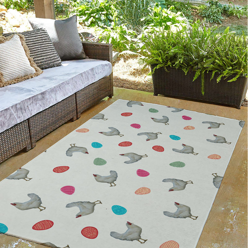 Tapis en chenille tissé à la machine Elioth en rouge / gris / bleu, Rond 5 pi