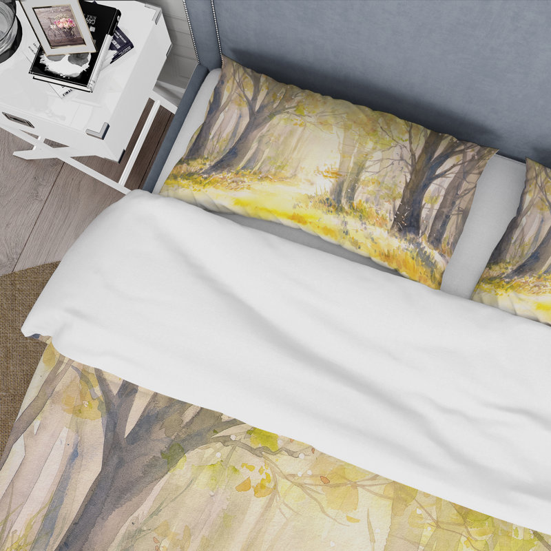 Bright Sunshine Through The Forest Trees I - Ensemble de housse de couette traditionnel - Microfibre de polyester