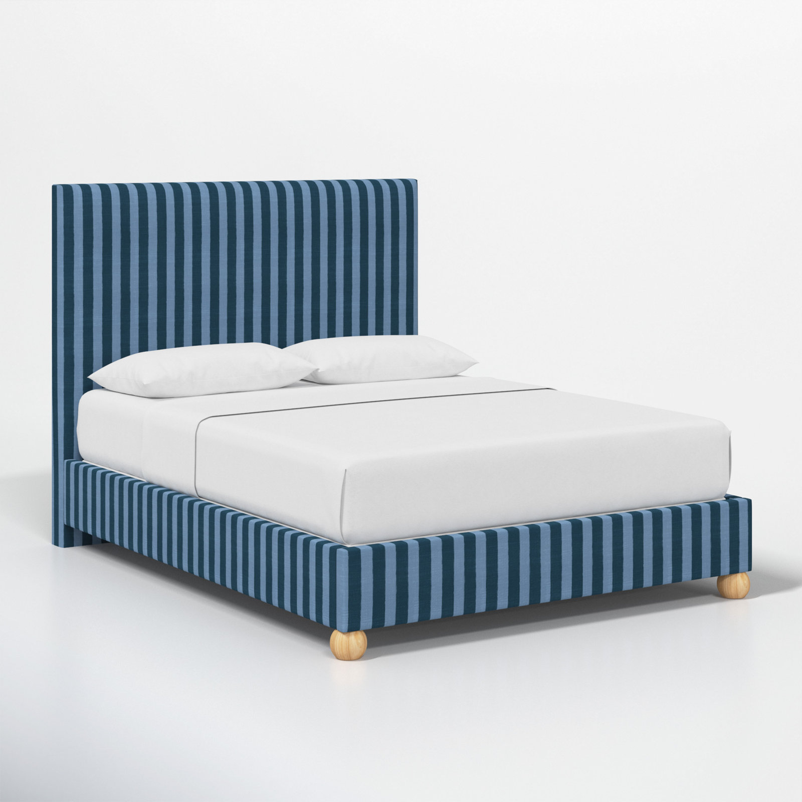Benita Upholstered Bed, Full, Brush Canopy Tonal Blue