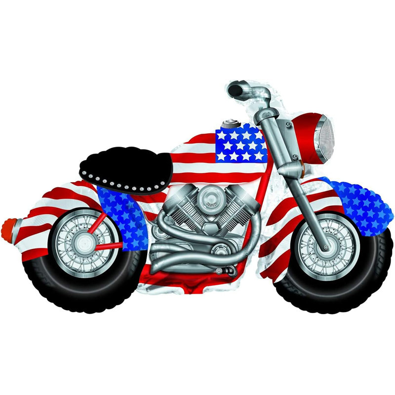Motif patriotique de motocyclette à motif d'étoiles et de rayures Jumbo Mylar