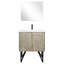 Rustique 30 po Meuble-lavabo W, comptoir en quartz blanc, robinet en métal, miroir 28 po