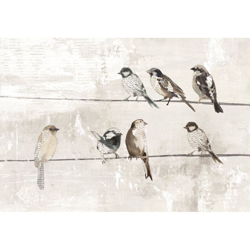 Birds On Wire - Wrapped Canvas Painting, 51cm H x 76cm W x 3.8cm D