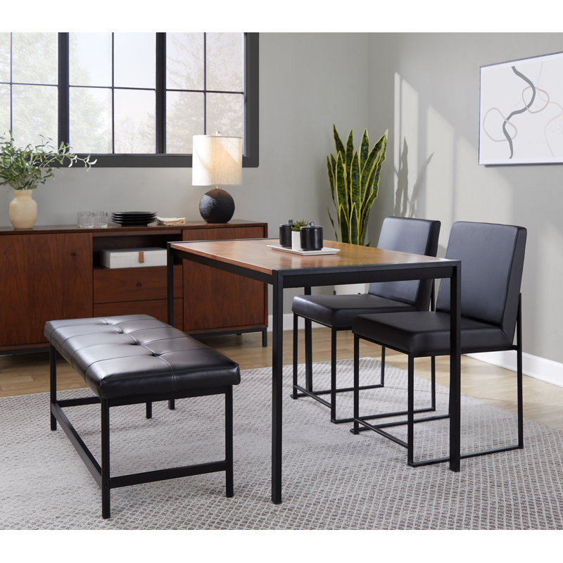 Brieon Faux Leather Bench, Black