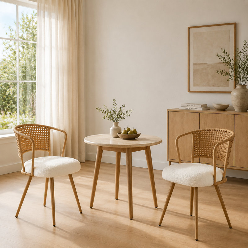 Ensemble de 2 chaises de salle à manger Mid-Century, Chêne naturel