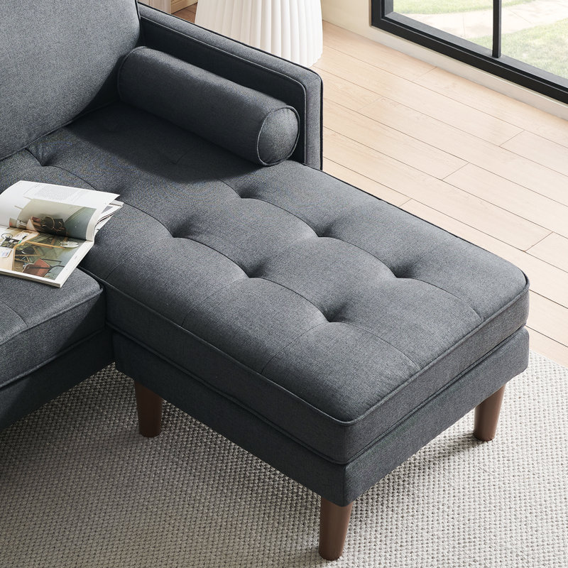Canapé modulaire rembourré 3 pièces mozell, Mélange de polyester gris foncé