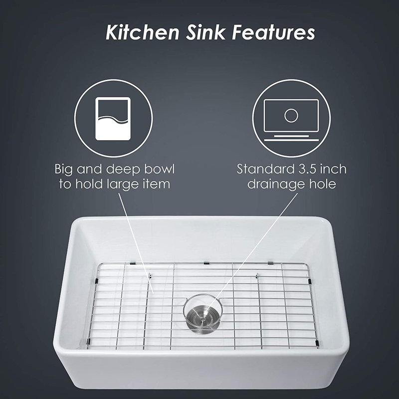 30'' L Single Bowl Ceramic Kitchen Sink