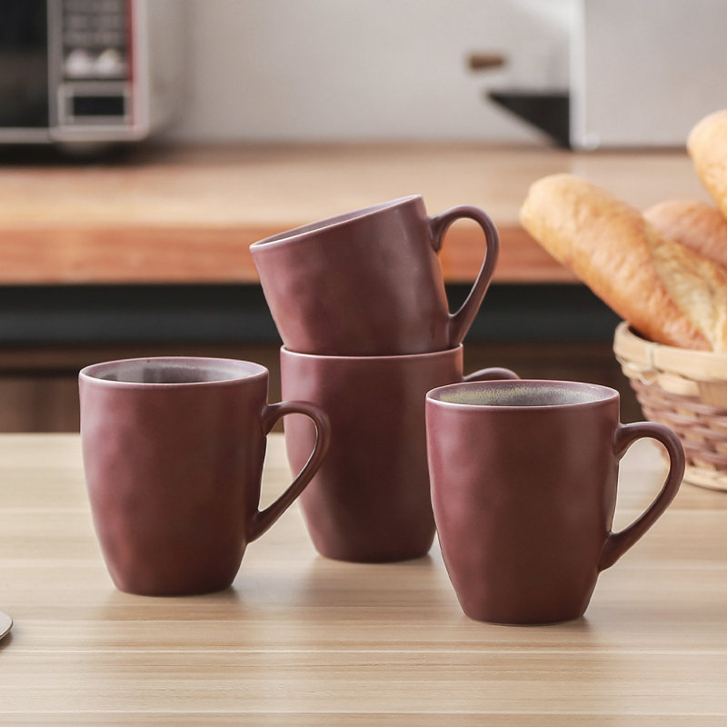 Wine Glazed Ceramic 16-Piece Dinnerware Set with Textured Accent