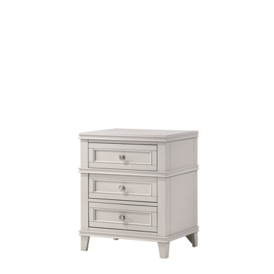 Linked 3 Drawer Nightstand - Gray Solid Wood & 3 With Amalgamation