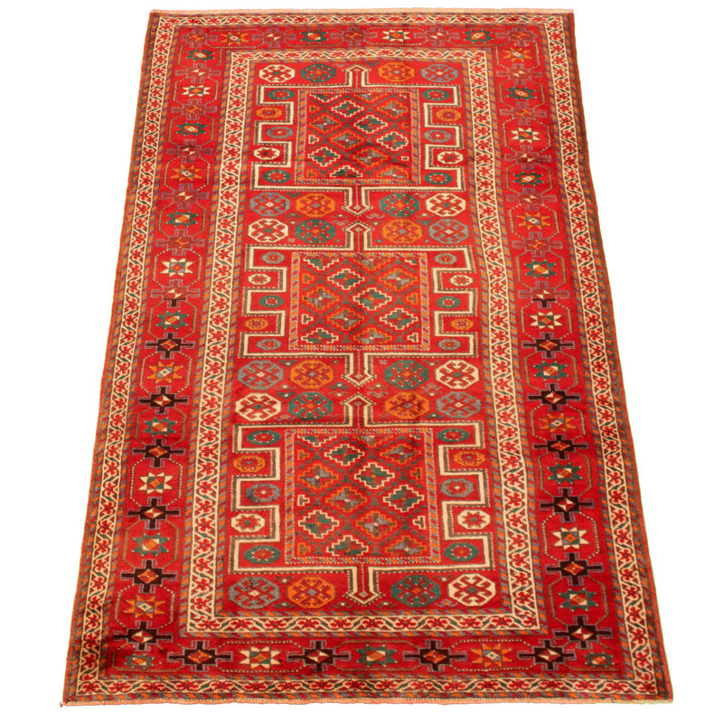 Tapis décoratif en laine rouge de conception unique 5 pi 1 po X 10 pi 1 po noué à la main 1980S