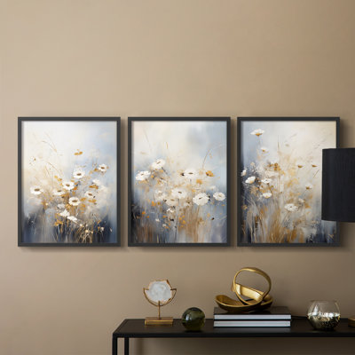 Floral Study  Series  CXX  -Set Of 3 Framed Giclee Prints -Ready to
