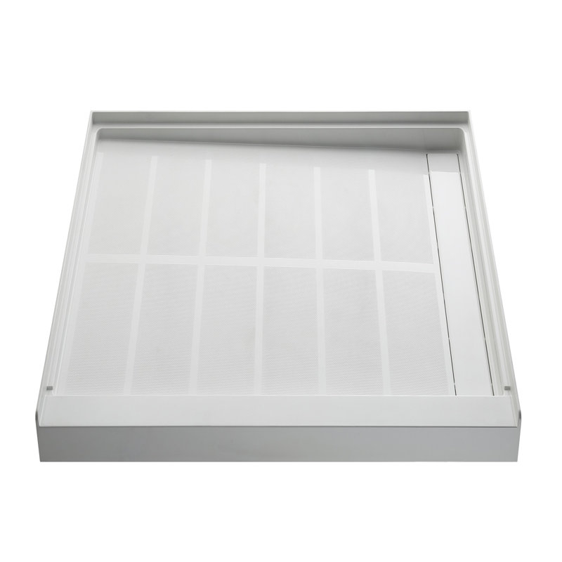 60" X 30" Solid Surface Shower Pan, Right-Sided Drain, Single Threshold Base With Drain Assembly & Cover