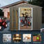Remise de rangement extérieure en métal gris de 8 pi x 6 pi - construction en acier galvanisé, évents intégrés perforés, porte coulissante avec serrure, assemblage facile pour la structure de fer d'atelier, ventilation des évents, pour construire le garage