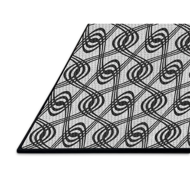 Tapis gris/zone noire à motifs, Rectangle 5 pi x 7 pi