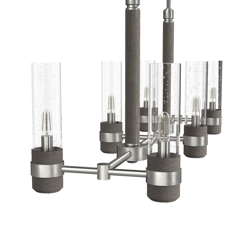 River Mill 6 - Light Kitchen Island Linear Chandelier, Brushed Nickel