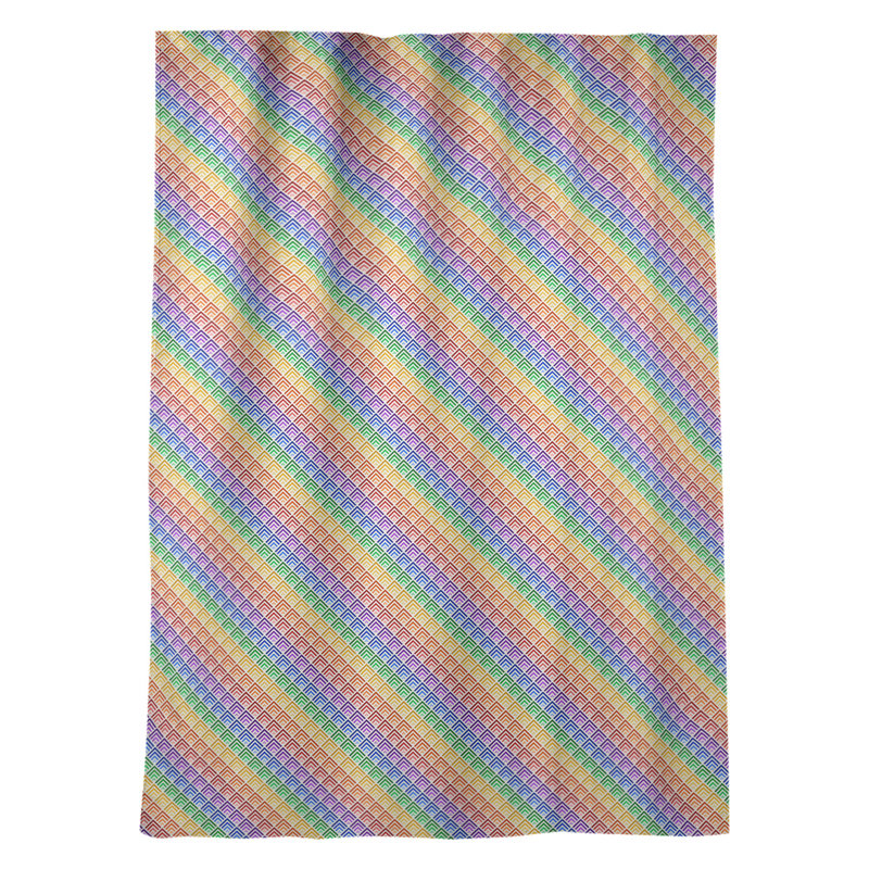 Panneau de rideau simple avec passe-tringle géométrique, Bleu / Vert / Jaune