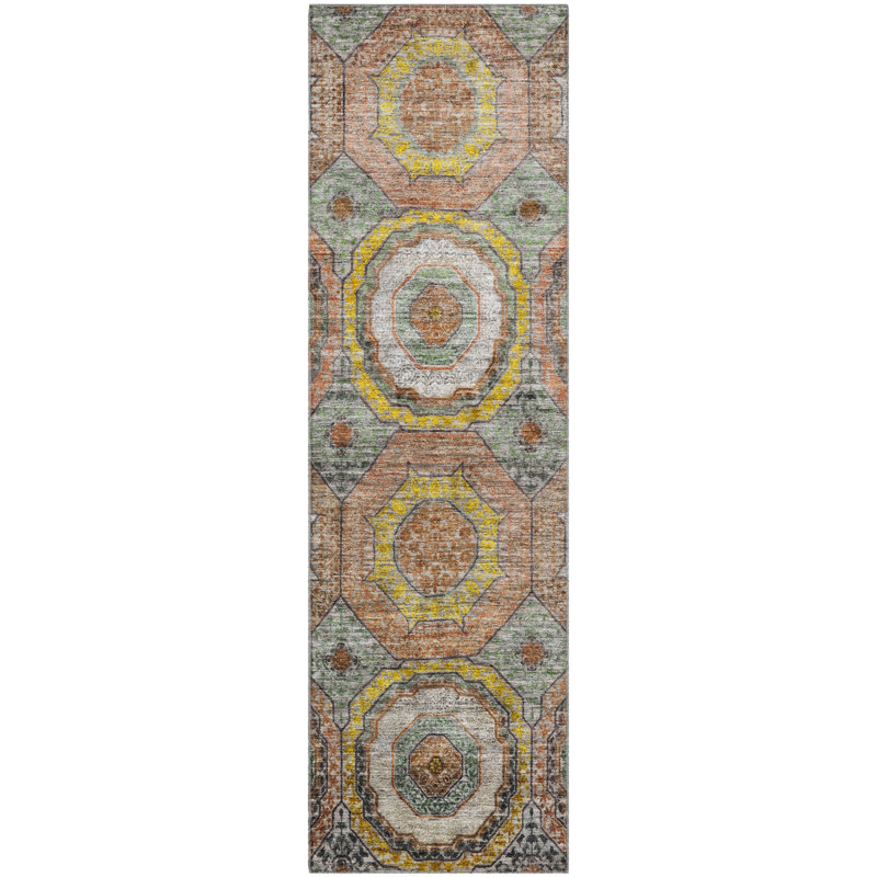 Premium Machine Washable Mayfield AMF2050 Panel Rug, 2'3" x 7'6" Runner, Sage