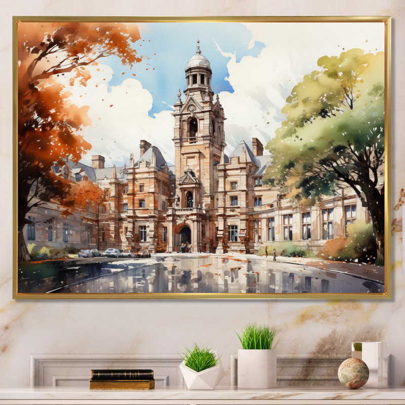 «Ireland Trinity College Dublin», reproduction sur toile, H 24 po x l 32 po x P 1 po, Cadre flottant doré
