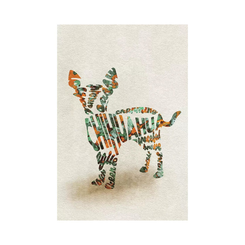 Chihuahua 1 Piece Wrapped Canvas Wall Art, 20.32 cm H x 30.48 cm W