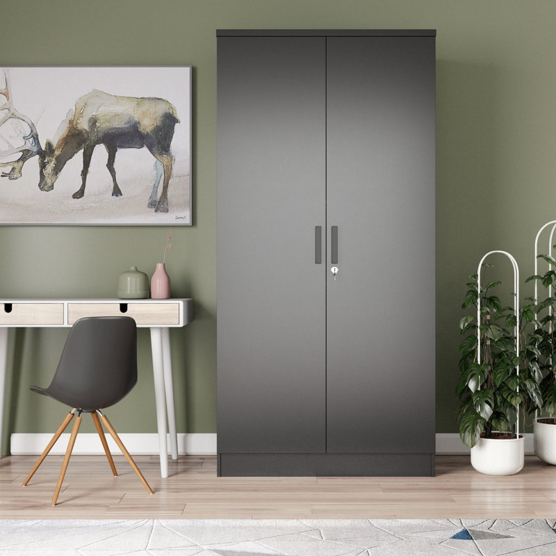 Armoire en bois manufacturé Schriver Harmony, Noir