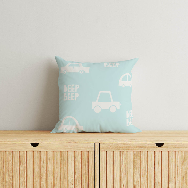 Coussin Beep, Bleu clair / ivoire, H 20 po x l 20 po