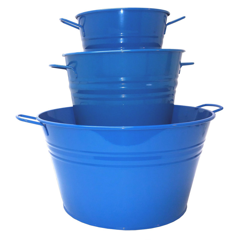 Reposa Metal Pot Planter, Blue
