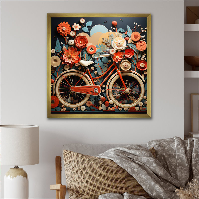 Vélo, bicyclette, bonheur I, H 36 po x l 36 po x P 1,5 po, Cadre doré à une seule photo