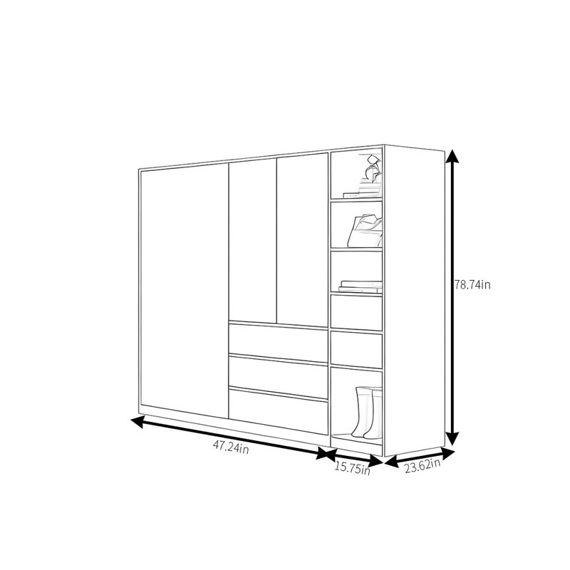 Petite garde-robe moderne et simple, H 78,74 po x l 62,99 po x P 23,62 po