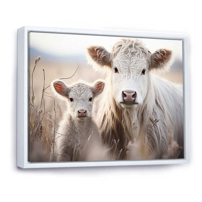 Bétail, famille douce I - Impression, H 30 po x l 40 po x P 1,5 po, Cadre flottant blanc
