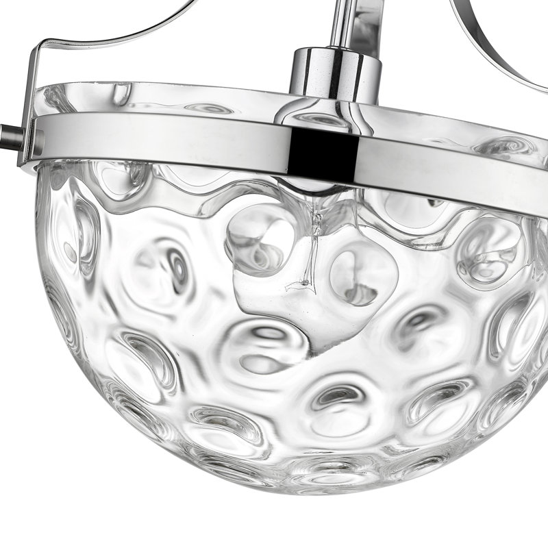 Plafonnier semi-encastré en verre Cannava, Nickel poli