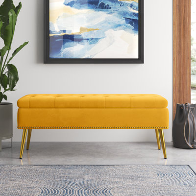 Banc de rangement rembourré en velours Kajana