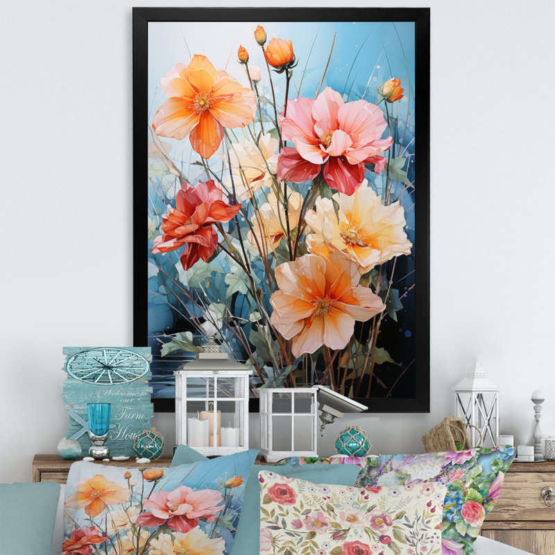 Volkhart DAffodils Représentation, reproduction d'acrylique multicolore sur toile, Cadre photo noir