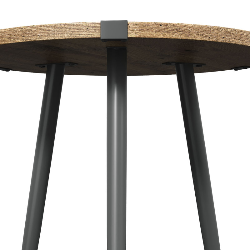 Table basse ronde de 23,6 pouces de style Mid-Century moderne pour le bureau à domicile en chêne facile à assembler