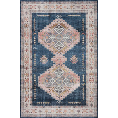 Tapis Jujhar Southwestern Denim / Blush