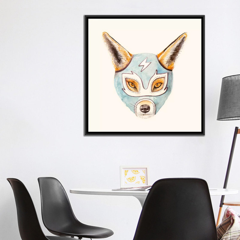 « andrew fox, », impression sur toile, H 18 po x l 18 po x P 1,5 po, Toile avec cadre noir, Pas de tapis