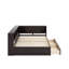 Lit d'angle avec tiroirs et lumières DEL, structure de lit de jour en L en bois massif avec tablettes et port USB-1993876455