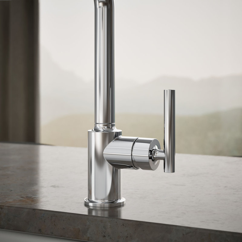 Purist Two-Hole Kitchen Sink Faucet with 8" Spout and Matching Finish Sidespray, Polished Chrome