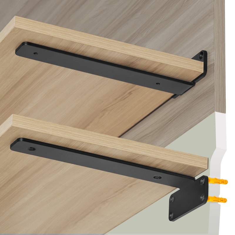 Heavy Duty Black Metal Floating Shelf Brackets Set of 6