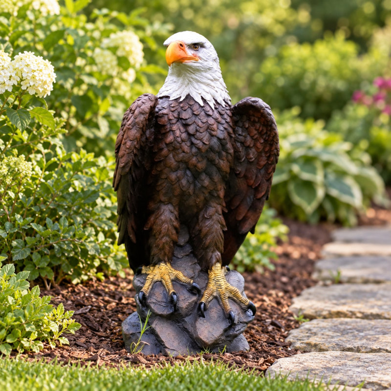 Standing Bald Eagle Garden Statue