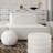 Cara Square Modular Lounger In Ivory Boucle Fabric W/ Moveable, Non-Skid Backrest