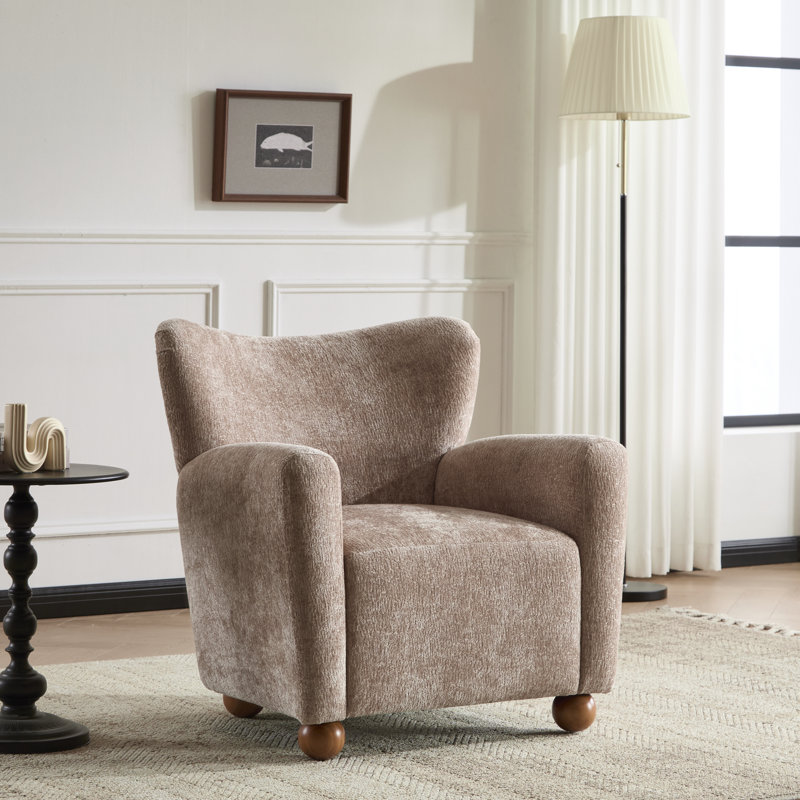 Fauteuil club Alonzo, Chenille clair cannelle