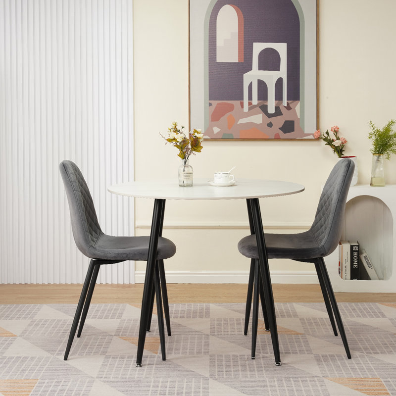 Grey Velvet Dining Chairs Upholstered seat, 2