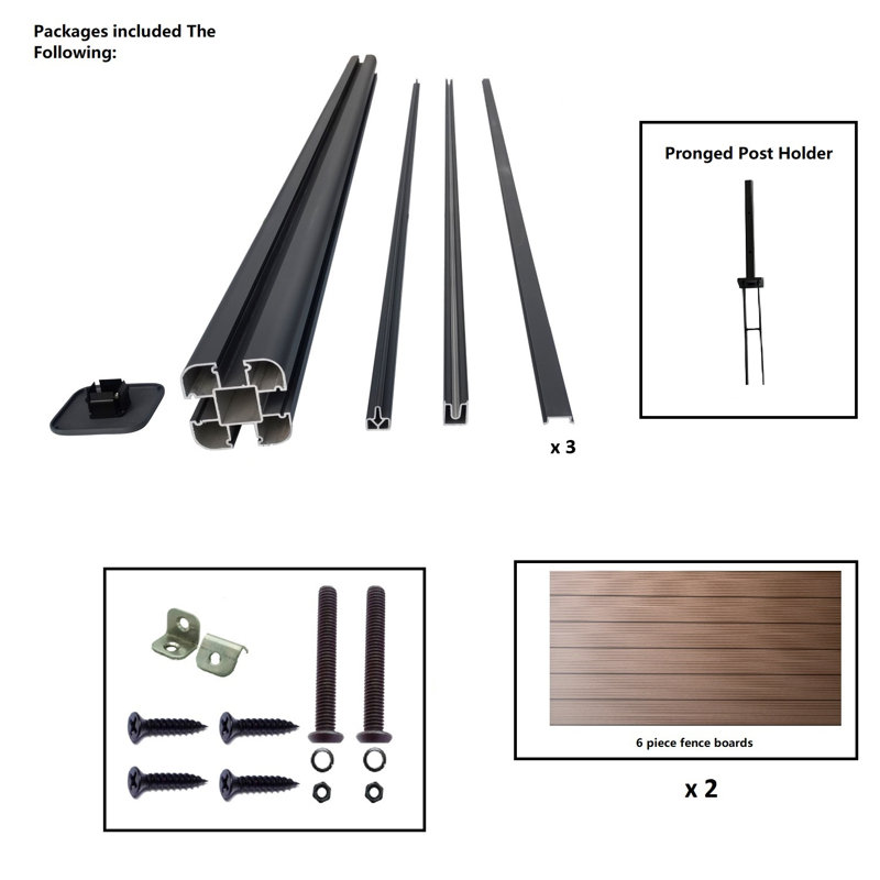 Panneau de clôture en composite 6 pi x 6 pi Mocha, supports à creuser, 1