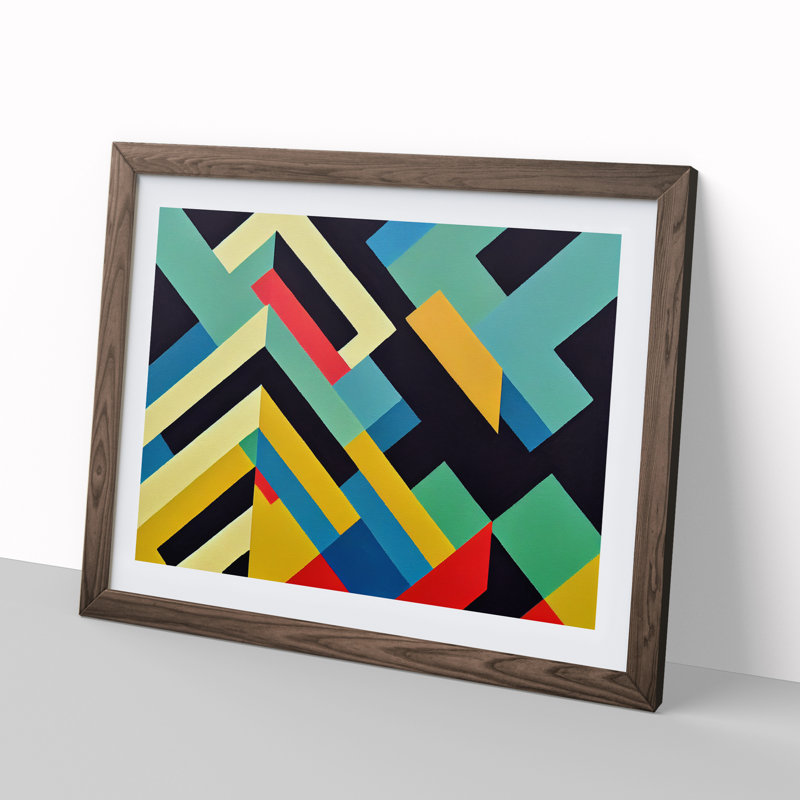 Engaging Abstract - Single Picture Frame Print, 46cm H x 64cm W x 2cm D, Walnut Framed