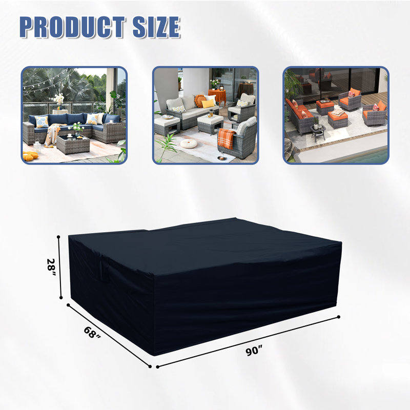 Outdoor Conversation Set Cover, 28'' H x 90'' W x 68'' D