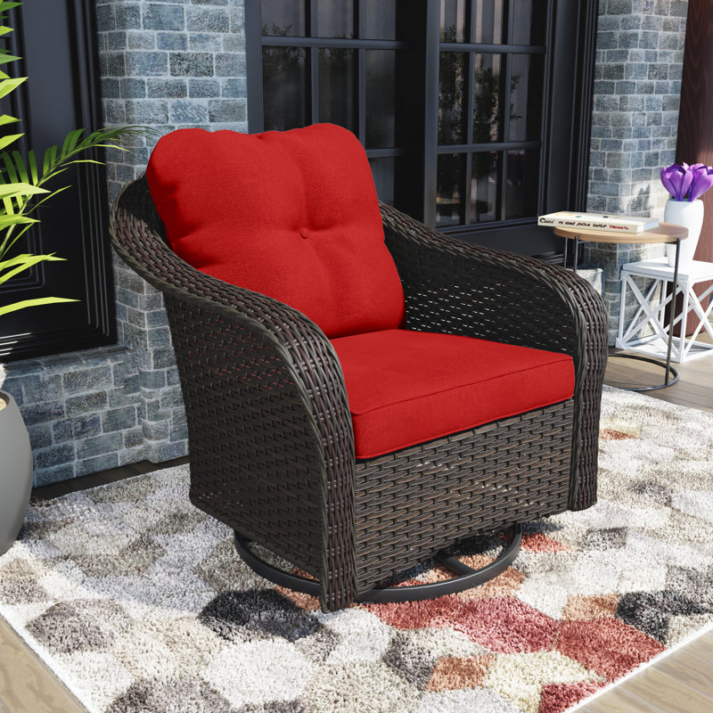 Chaise berçante d'extérieur en osier Wilguy, Rouge