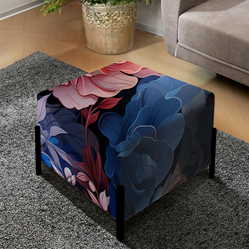 Motif tropical bleu azur et rose Twilight - repose-pieds carré tropical