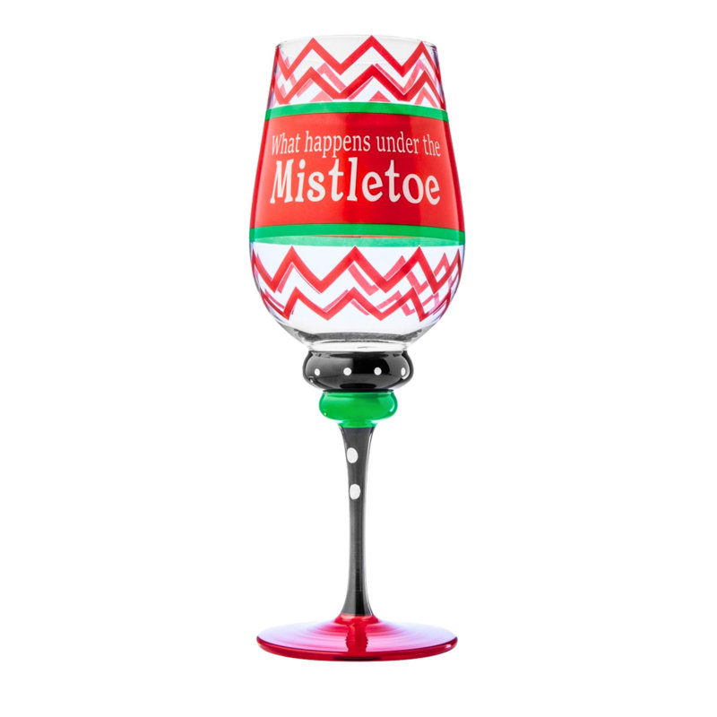 Christmas Mistletoe Wine Glass