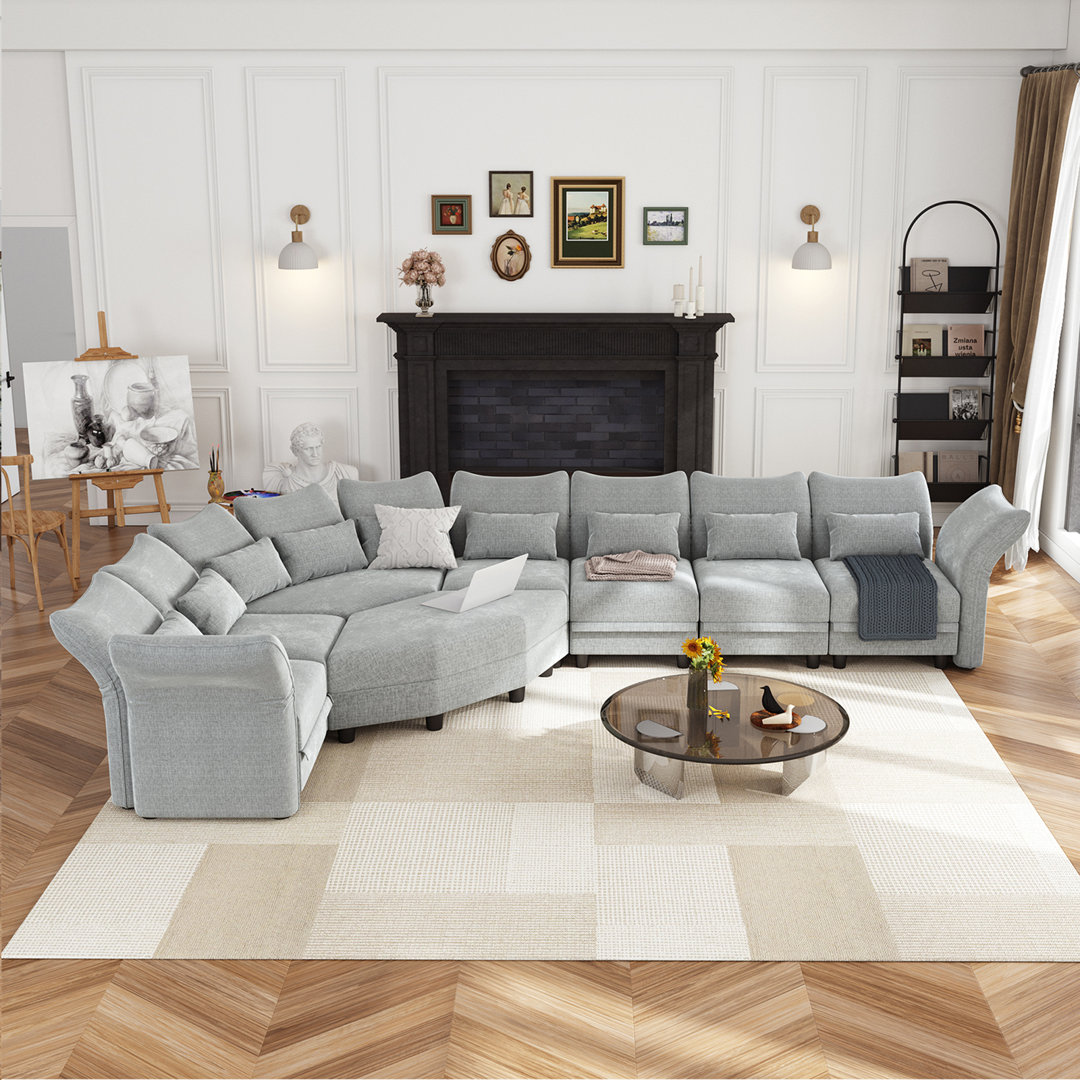 Ahren 8 - Piece Upholstered Chenille Modular L-Shaped Corner Sectional Sofa With Ottoman Latitude Run® Body 