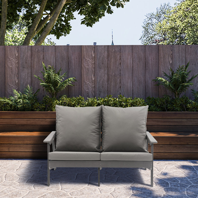 Outdoor Patio 2 - Seater With And Soft Fabric, Weather , Deep Reclining Seat, Wide Rust, Gray, Gray